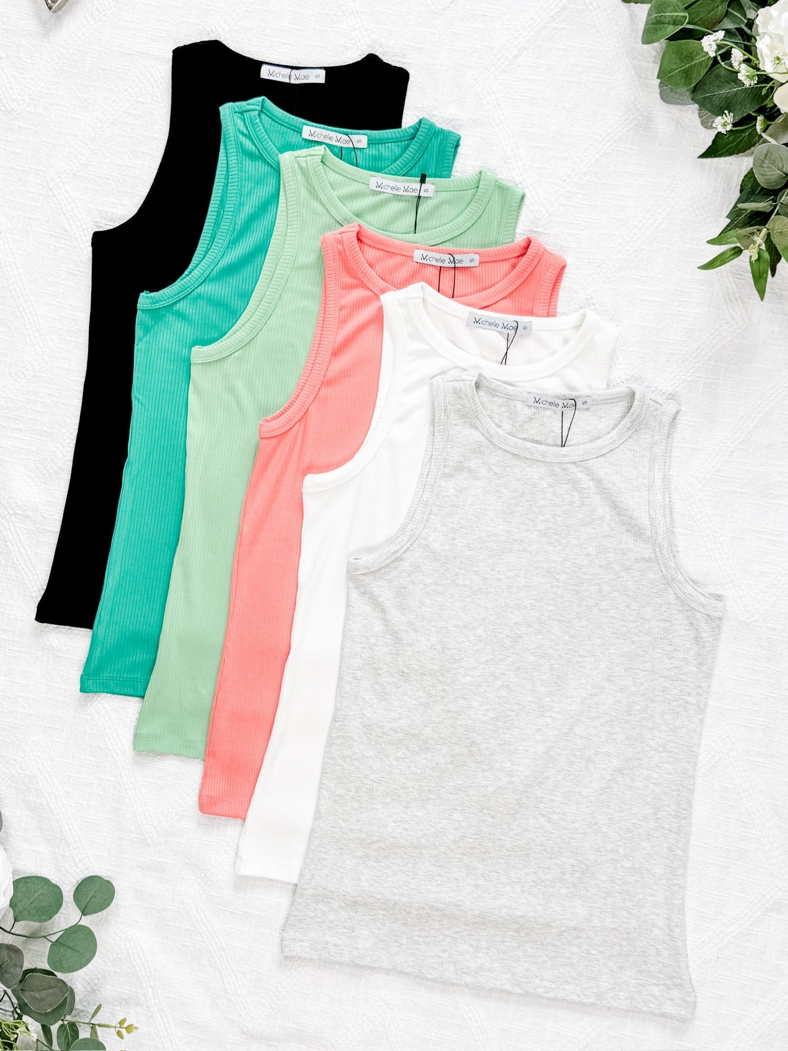 Tara Ribbed Tank - Coral